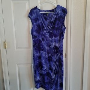 Ralph Lauren Blue Floral V-neck Dress